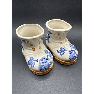 2 Vintage Made in Occupied Japan Porcelain Boot Planters by PICO-Hand Painted